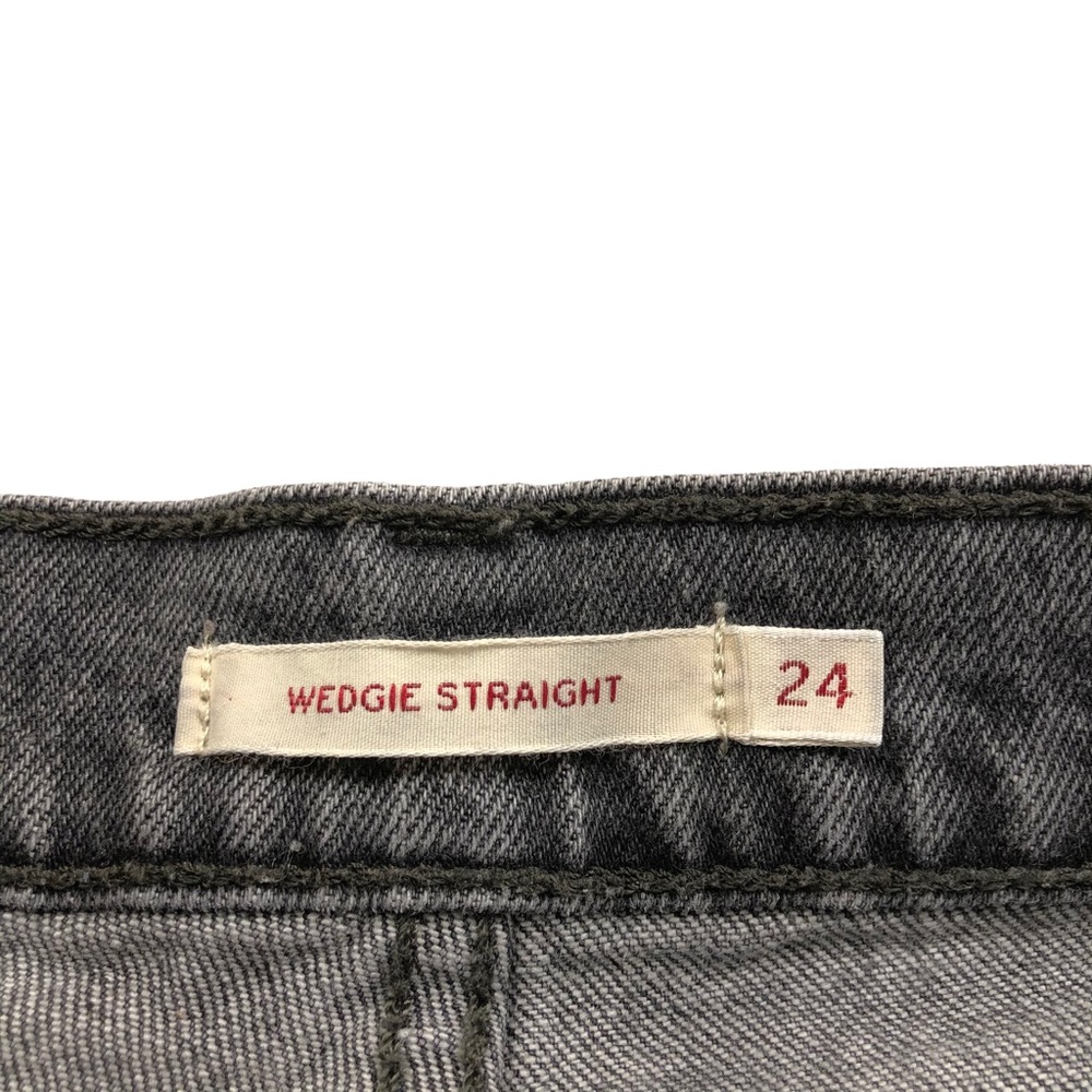 Levi's Wedgie Straight Jean Women Size 24 24X25.5 Gray Mid Rise Distress Raw Hem - Picture 5 of 12